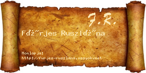 Fürjes Ruszlána névjegykártya
